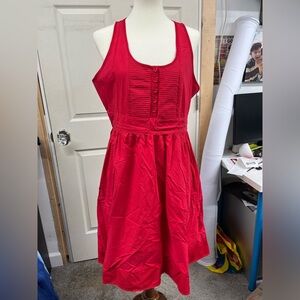 Red pin tucked front dress